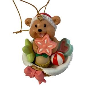 Trevco Teddy Bear Sweets Basket Christmas Ornament Santa Hat Star Cookie NIB